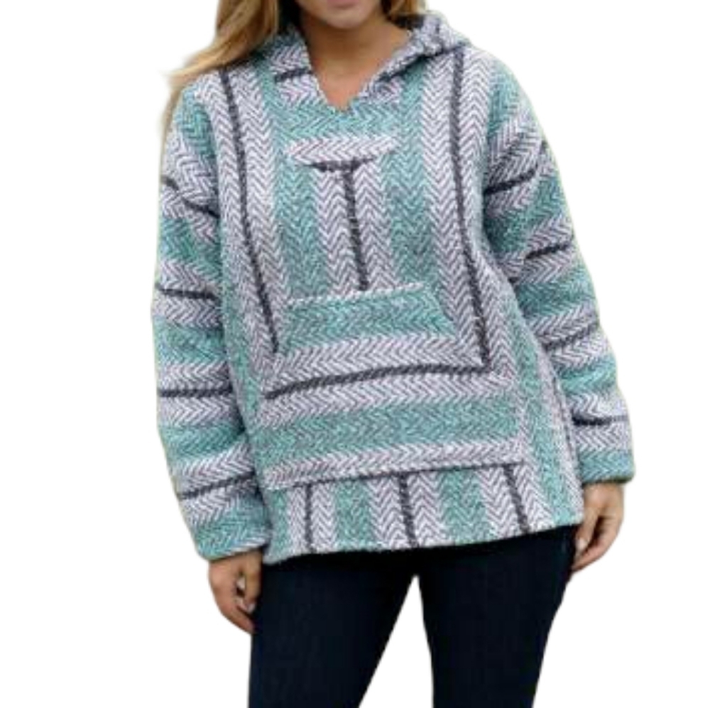 Baja Joe Mexican Hoodie Pastel‎ Mint Small